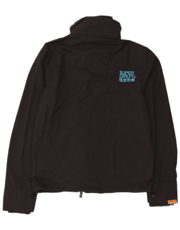 SUPERDRY Γυναικείο γραφικό υπερμεγέθη αντιανεμικό μπουφάν UK 14 μεσαίο μαύρο