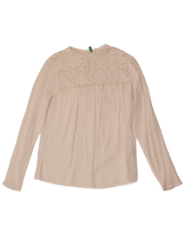 Γυναικεία μακρυμάνικη μπλούζα Benetton τοπ UK 10 Small White Cotton