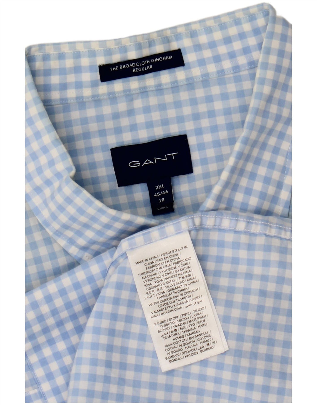 Ανδρικό πουκάμισο Gant Regular Fit Size 45/46 18 2XL Blue Gingham Cotton