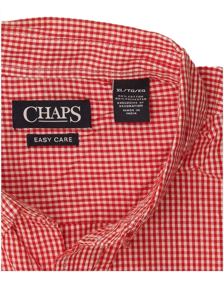 Chaps Ανδρικό πουκάμισο Easy Care XL Red Gingham Cotton