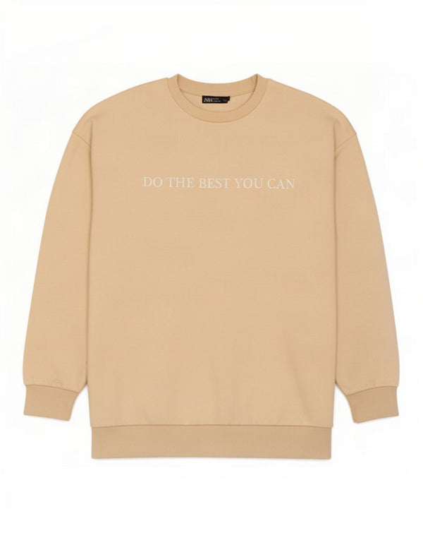 Zara Γυναικείο Φούτερ γραφικό Jumper UK 10 Small Beige βαμβακερό