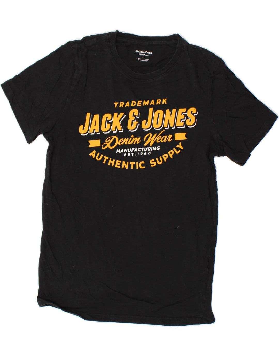 JACK & JONES Mens Graphic T-Shirt Top Medium Black Cotton Vintage Jack & Jones and Second-Hand Jack & Jones from Messina Hembry 