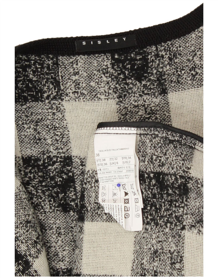 Sisley Γυναικείο Μπουφάν Μπλέιζερ Υπερμεγέθης UK 6 XS Μαύρο Ακρυλικό Gingham