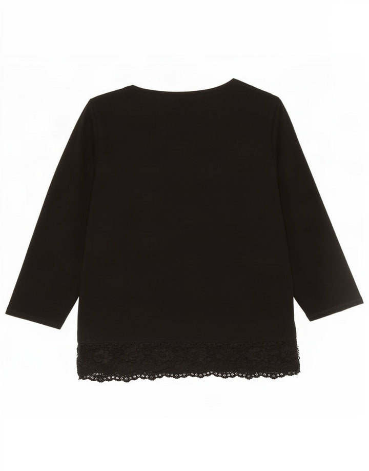 Marks & Spencer Γυναικεία μπλούζα με μανίκια 3/4 UK 14 μεσαία μαύρη βισκόζη
