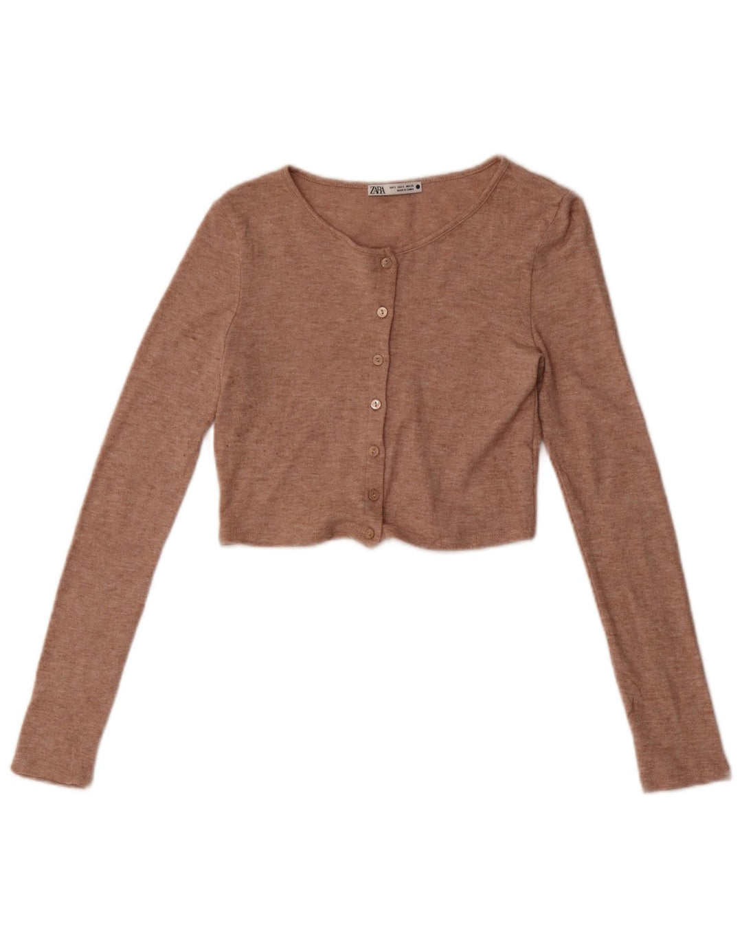 Zara Γυναικείο Crop Top UK 8 Small Beige Flecked