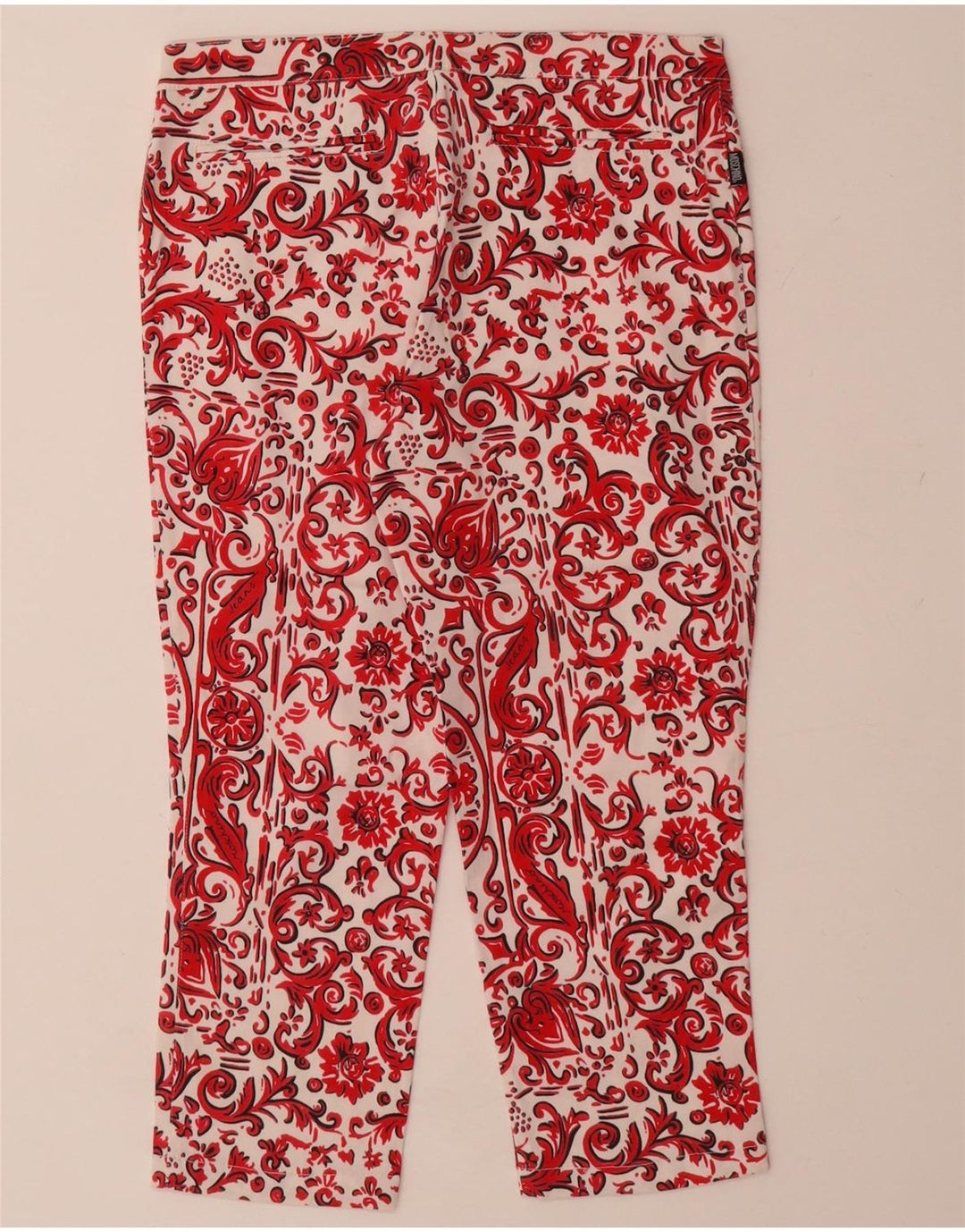 MOSCHINO Γυναικείο ίσιο παντελόνι Capri UK 12 Medium W28 L21 Red Paisley
