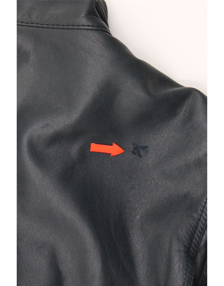 Vintage Ανδρικό Δερμάτινο Μπουφάν UK 42 XL Navy Blue Leather