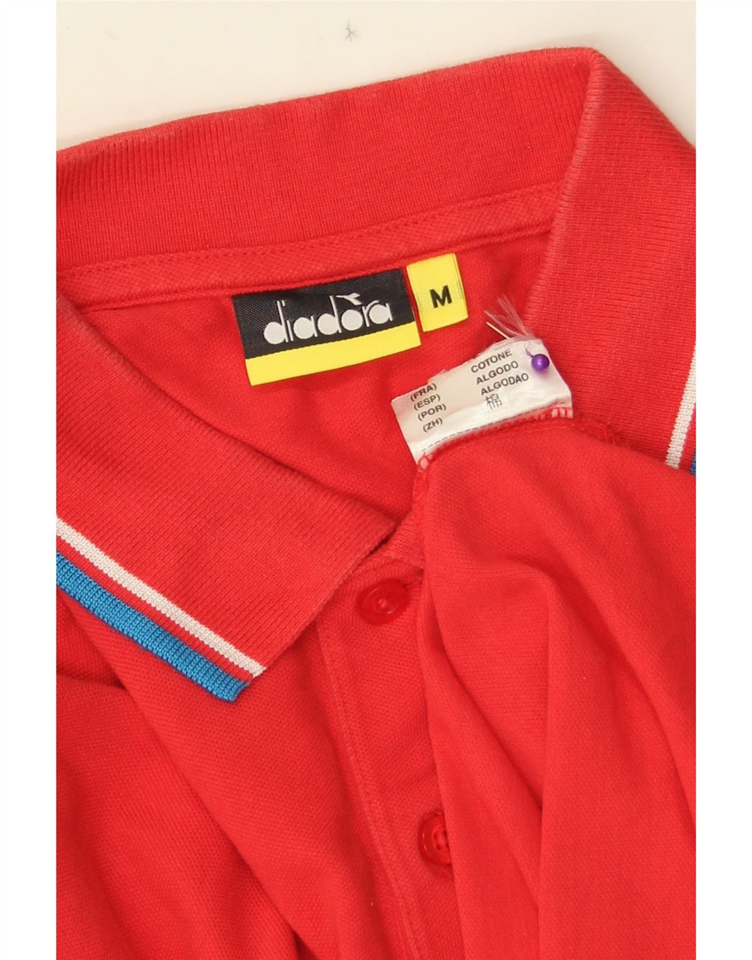 DIADORA Ανδρικό πουκάμισο πόλο με μεσαίο κόκκινο ριγέ βαμβακερό