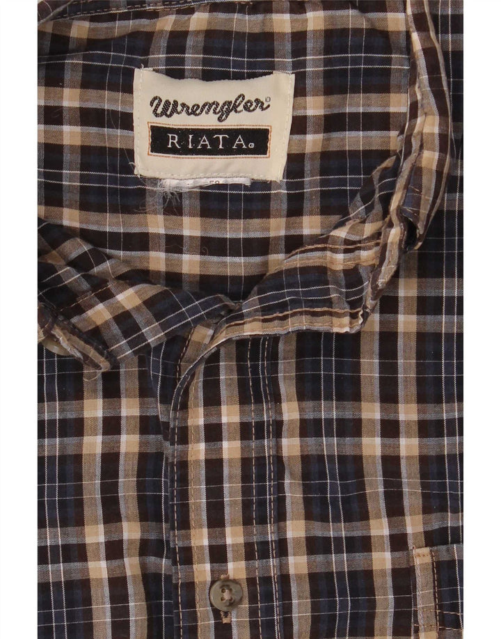 Ανδρικό πουκάμισο Riata Φανελένιο Wrangler Μεγάλο καφέ καρό