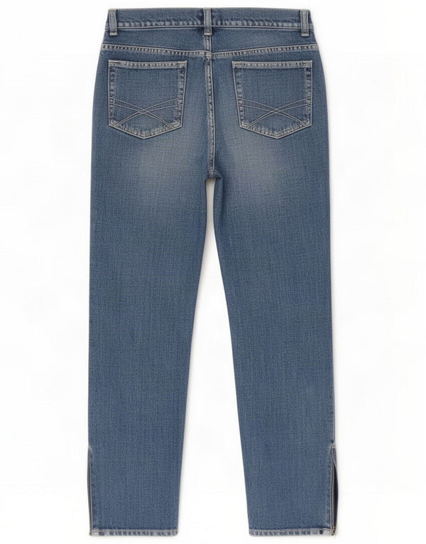 Sportmax Γυναικεία Straight Jeans UK 10 Small W30 L28 Blue Cotton