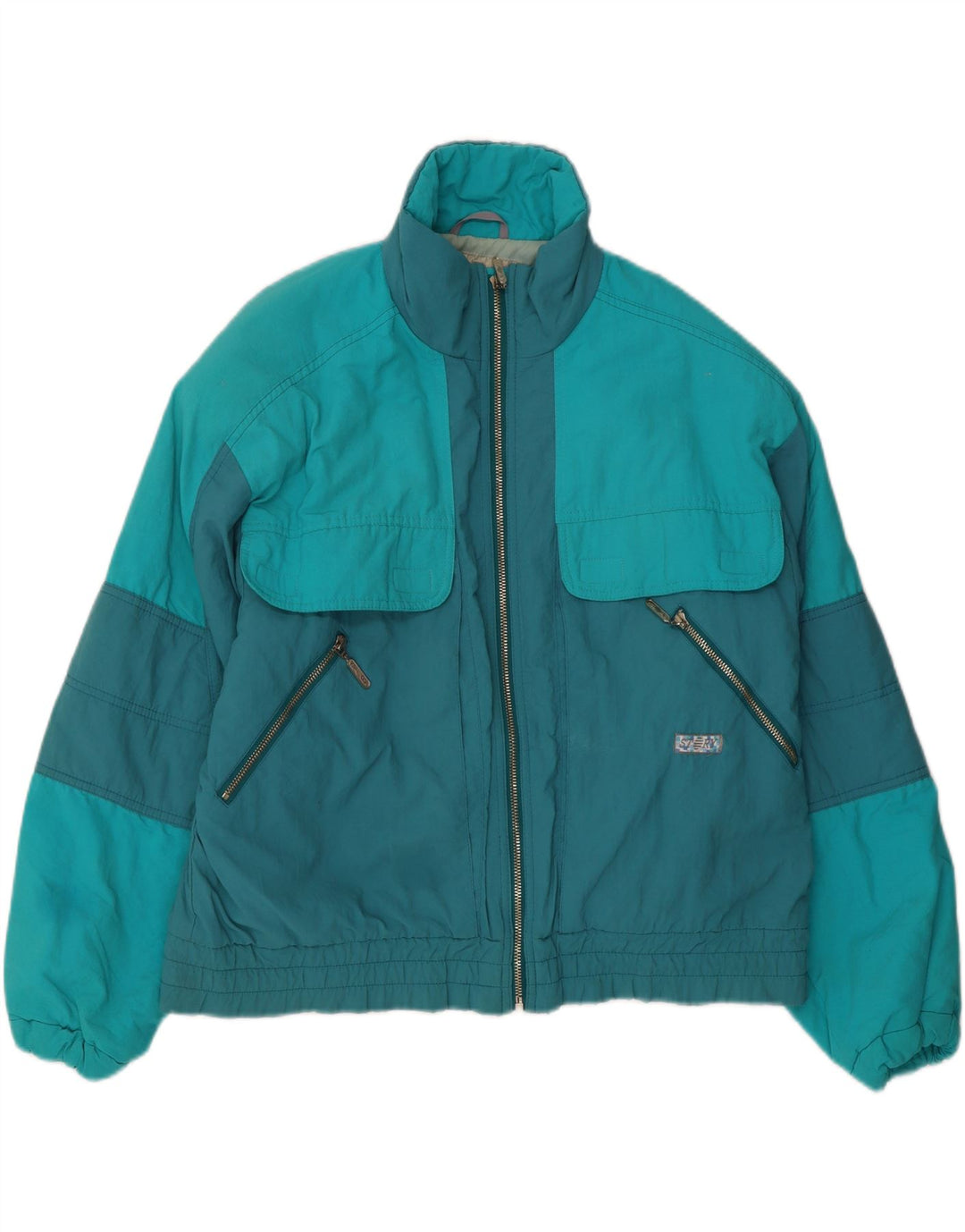 Vintage Ανδρικό Μπουφάν UK 38 Medium Turquoise Colourblock