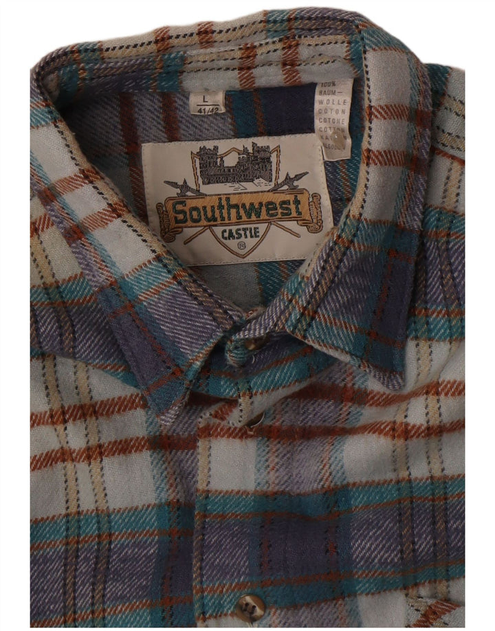 Ανδρικό πουκάμισο Southwest Flannel Μέγεθος 41/42 Large Blue Check Cotton