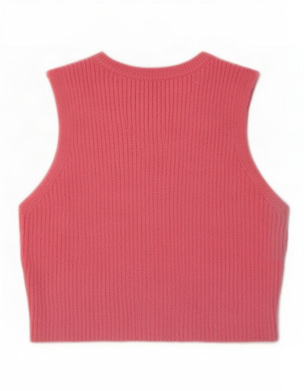 Zara Γυναικείο γιλέκο Crop Tank Top UK 8 Small Pink Cotton