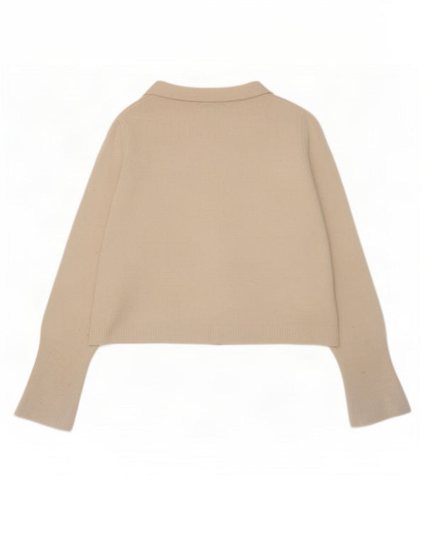 Zara Γυναικείο πουλόβερ με ζακέτα UK 10 Small White Wool