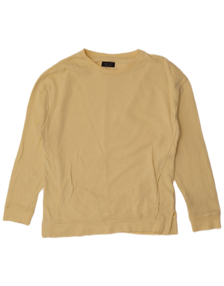 Ανδρικό φούτερ Zara Jumper Μικρό κίτρινο βαμβακερό
