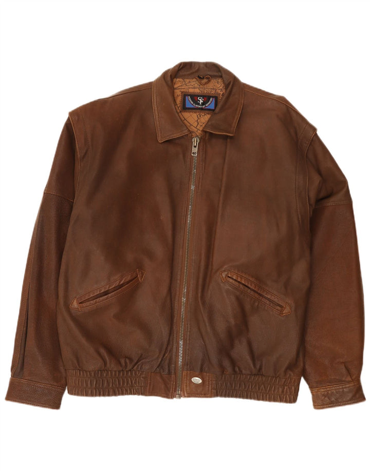 Herrford Mens Bomber Δερμάτινο Μπουφάν EU 54 2XL Καφέ Δερμάτινο