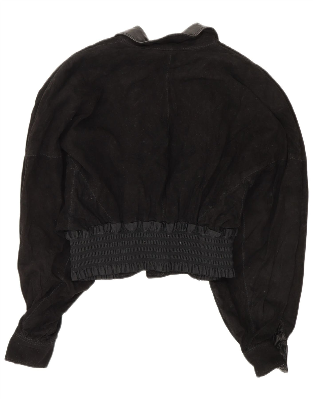 VINTAGE Γυναικείο Crop Suede Jacket UK 10 Small Black