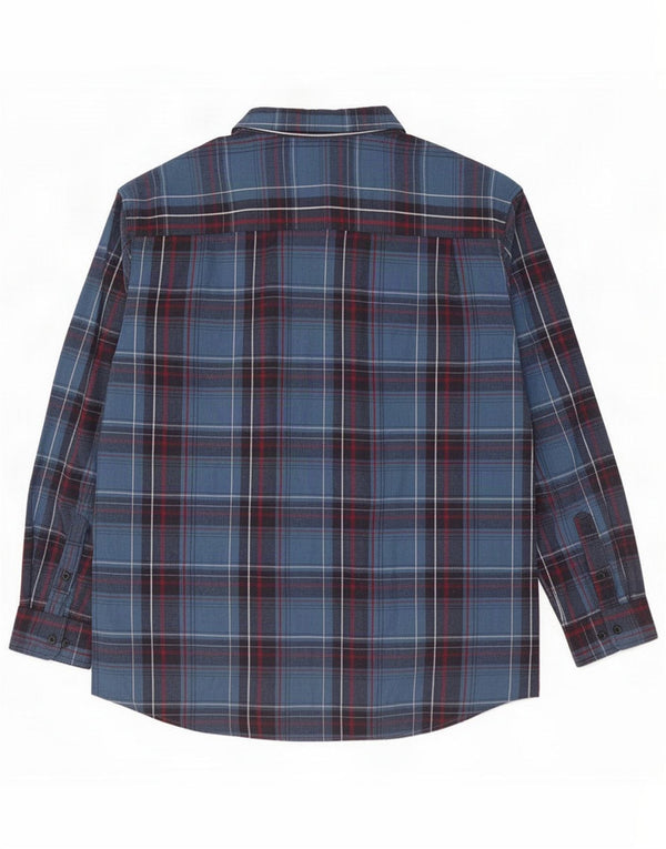Atlas For Men Ανδρικό φανελένιο πουκάμισο 4XL Blue Check Cotton