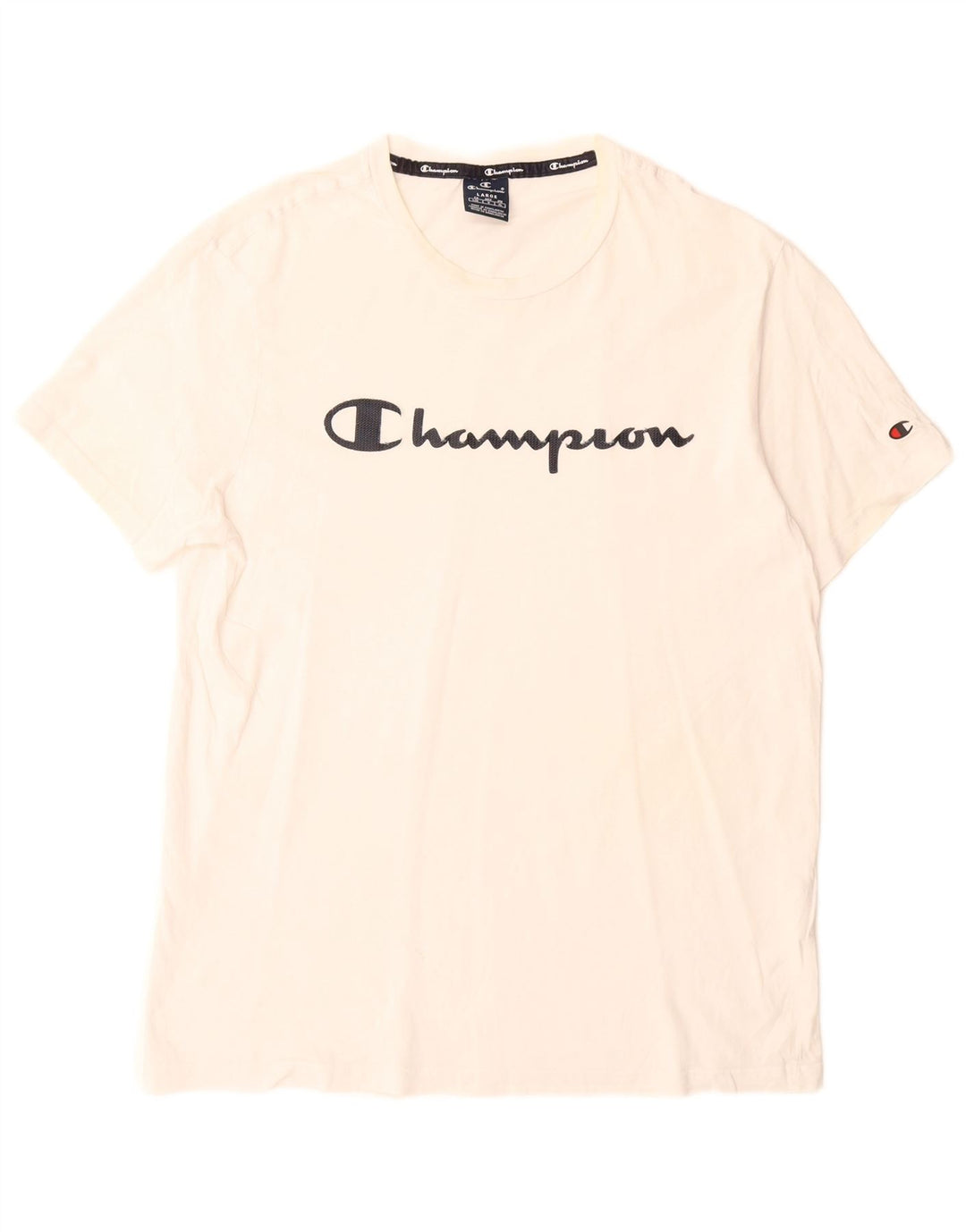 Ανδρικό γραφικό μπλουζάκι Champion Top μεγάλο λευκό βαμβακερό