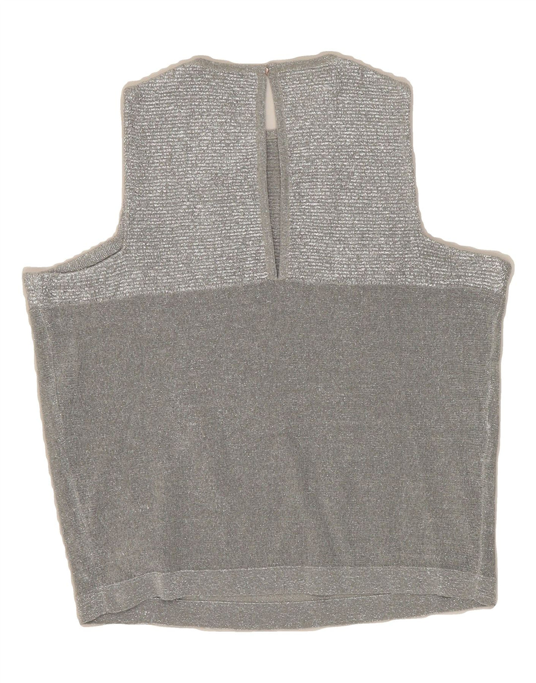 VINTAGE Womens Crop Sleeveless Blouse Top UK 12 Medium Silver Vintage Vintage and Second-Hand Vintage from Messina Hembry 