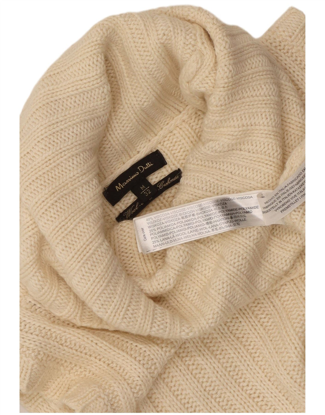 Massimo Dutti γυναικείο αμάνικο πουλόβερ με ρολό λαιμόκοψη UK 12 Medium Beige