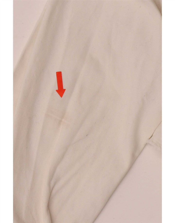 Vintage Γυναικείο Crop Τζιν Μπουφάν UK 10 Small White Cotton