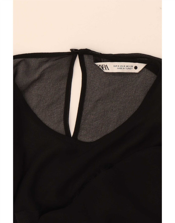 Zara Γυναικεία μακρυμάνικη μπλούζα τοπ UK 10 Small Black Polyester