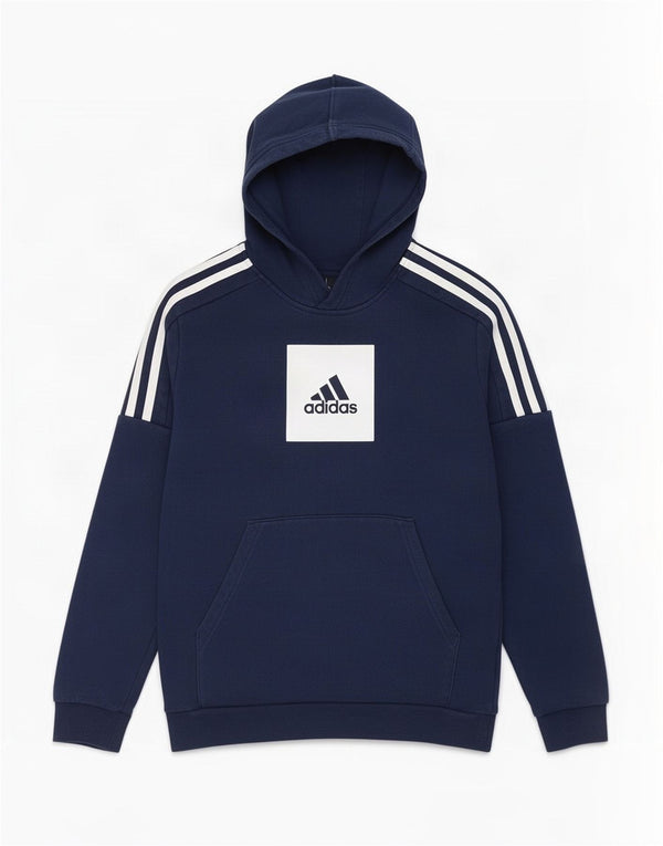 Adidas Boys γραφικό πουλόβερ με κουκούλα με φερμουάρ 11-12 ετών, μπλε βαμβακερό