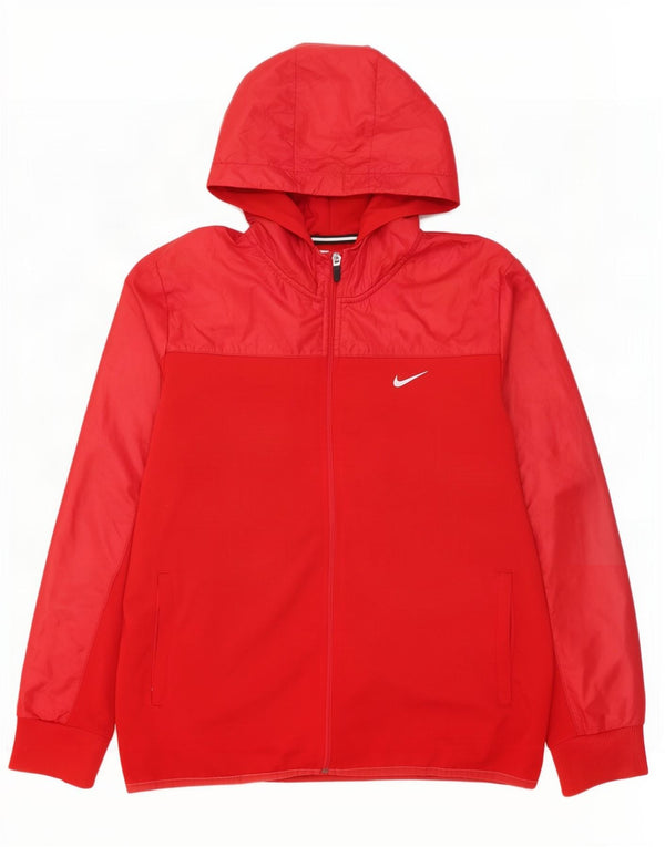 Μπουφάν Nike ανδρική φόρμα με κουκούλα Dri Fit, μεσαίο κόκκινο πολυεστέρα