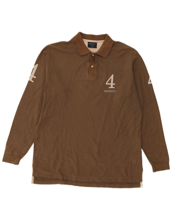 Ανδρικό μακρυμάνικο μπλουζάκι πόλο Hackett XL Χακί βαμβακερό