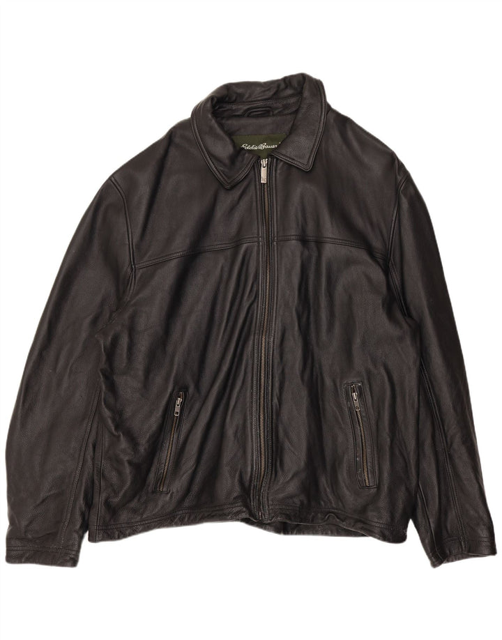 Eddie Bauer Ανδρικό Δερμάτινο Μπουφάν UK 42 XL Μαύρο Δερμάτινο