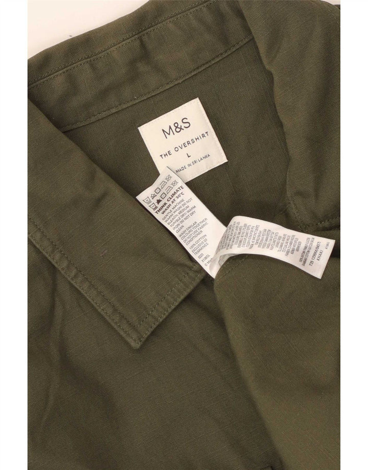 Ανδρικό πουκάμισο Marks & Spencer, μεγάλο χακί βαμβακερό