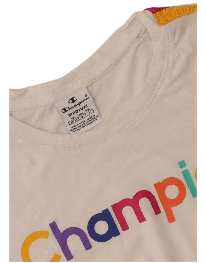 Champion Womens Graphic T-Shirt Top UK 12 Medium White Ride
