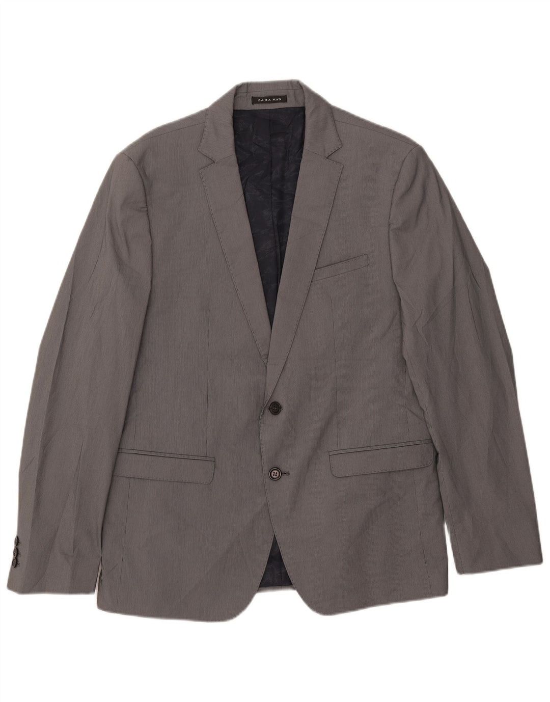Zara Ανδρικό μπουφάν μπλέιζερ με 2 κουμπιά EU 54 XL Γκρι ρίγες πολυεστέρας
