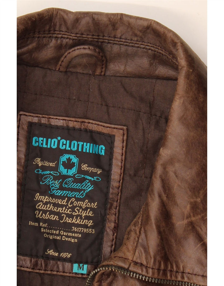 Ανδρικό δερμάτινο μπουφάν CELIO Military Bomber UK 38 Medium Brown