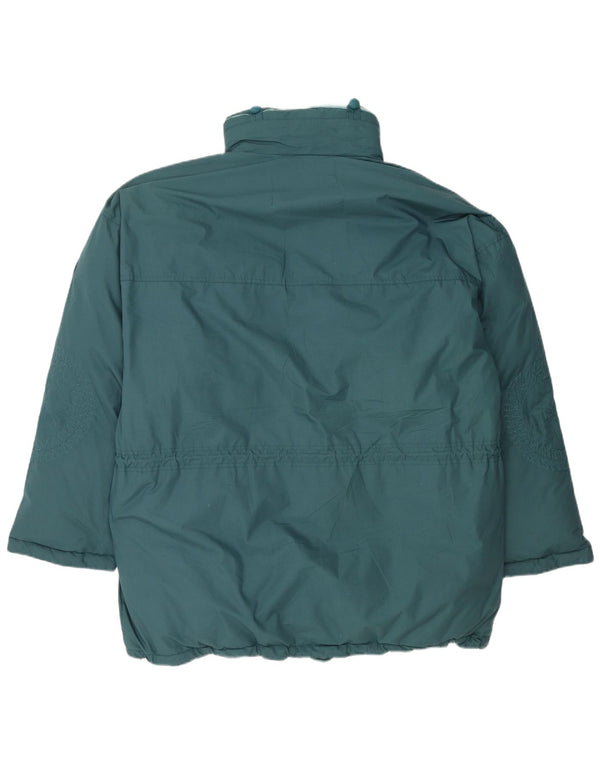 DIADORA Womens Oversized Hooded Padded Jacket UK 16 Large Blue Floral