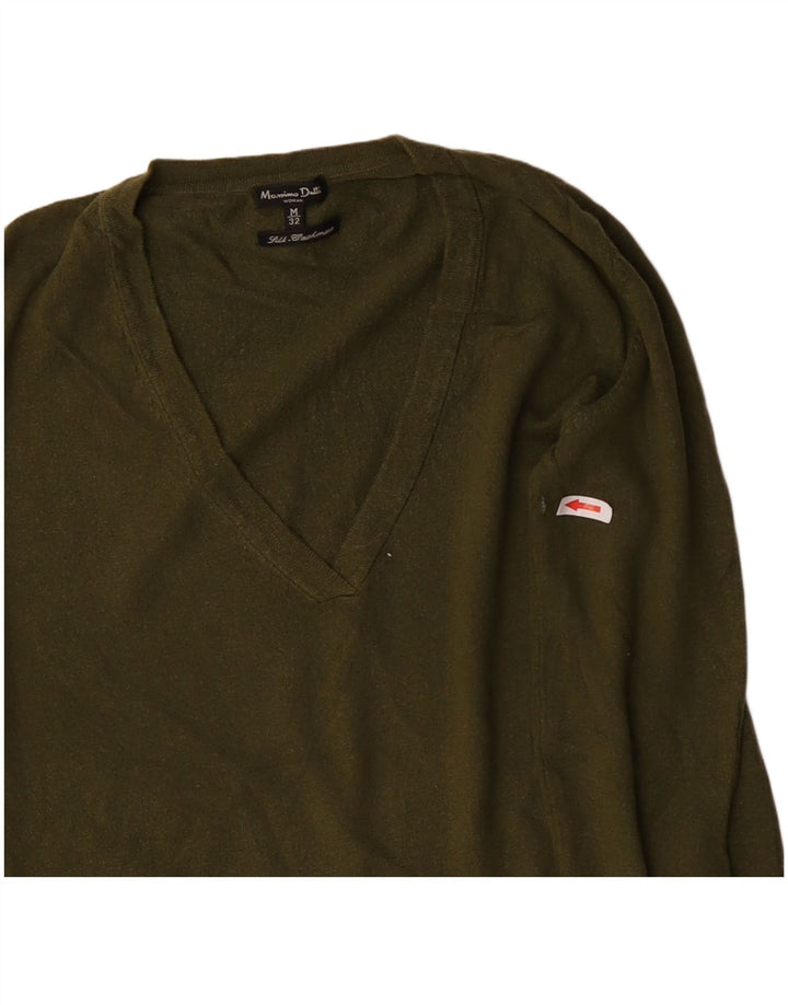 Massimo Dutti Γυναικείο πουλόβερ με λαιμόκοψη με V λαιμόκοψη UK 12 Μεσαίο πράσινο μεταξωτό