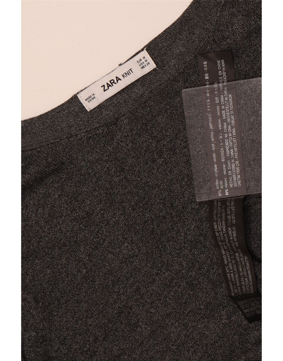 Zara Γυναικείο τοπ μακρυμάνικο UK 12 μεσαίο γκρι ακρυλικό