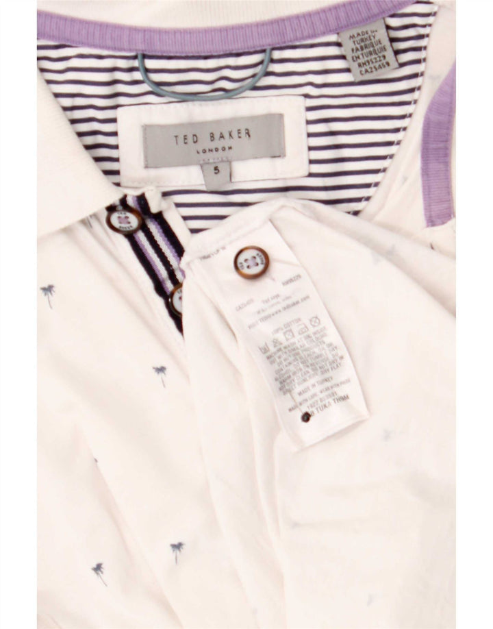 Ted Baker Ανδρικό Abstract Pattern Πόλο Μπλουζάκι Μέγεθος 5 XL Λευκό Βαμβακερό