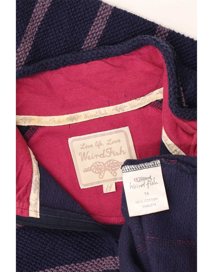 Γυναικεία φούτερ Weird Fish 1/4 με φερμουάρ Jumper UK 14 Medium Navy Blue ριγέ