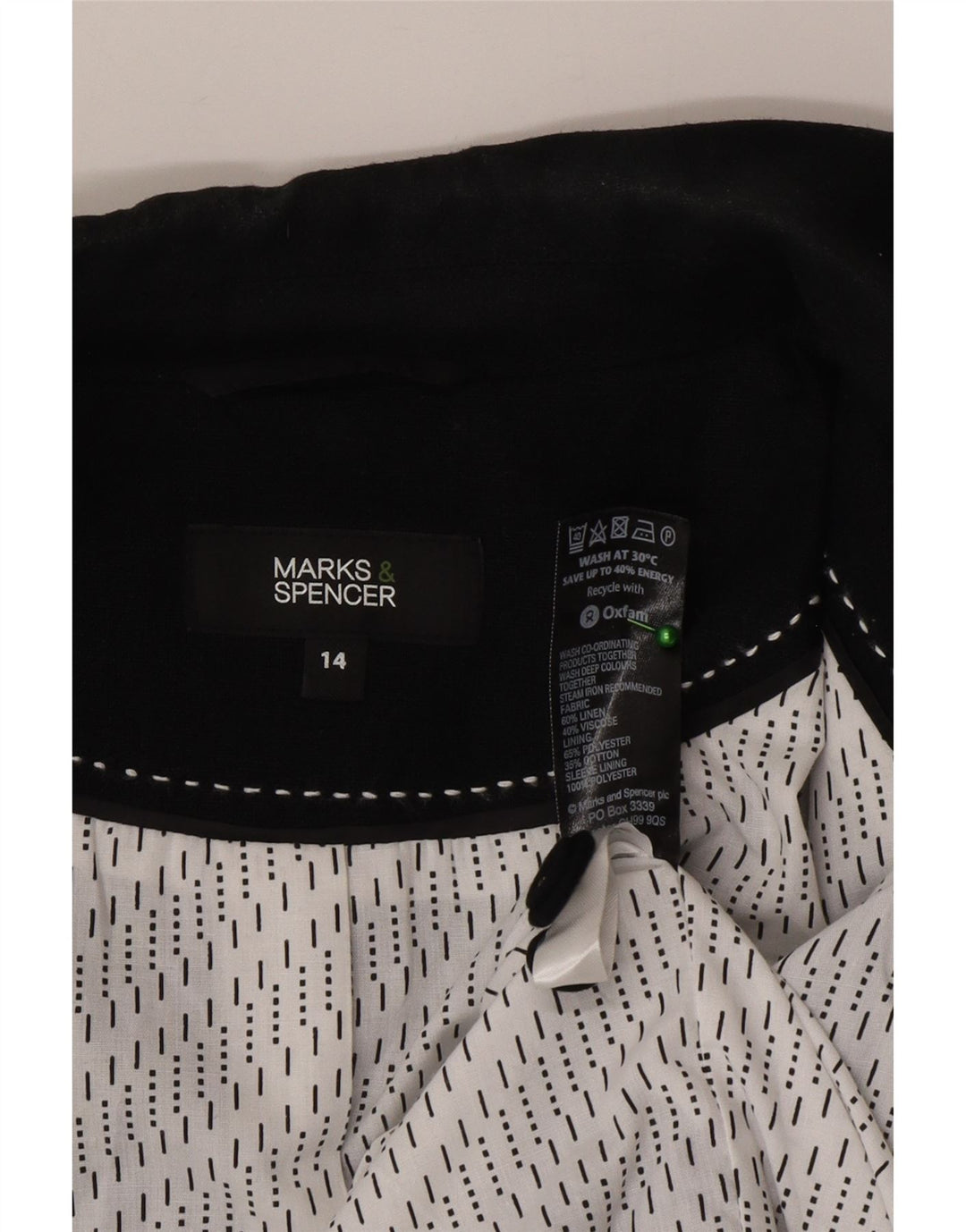 Marks & Spencer Γυναικείο Μπουφάν Blazer UK 14 Μεσαίο Μαύρο Λινό