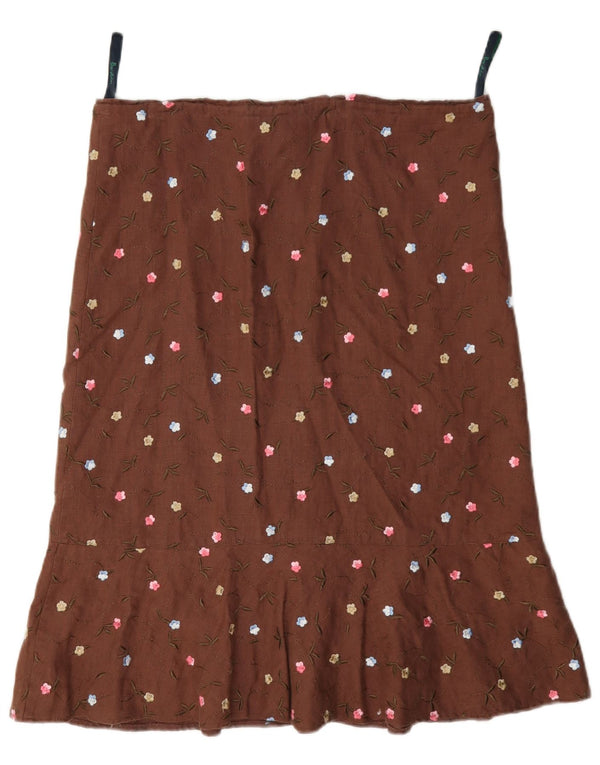 Γυναικεία φούστα Boden A-Line UK 10 Small W34 Linen με καφέ στίγματα