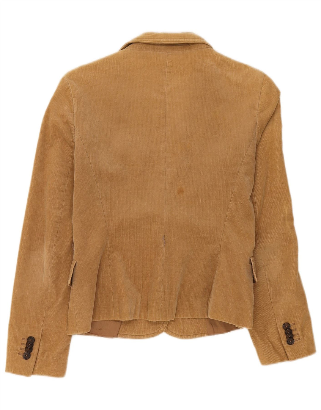 Zara Γυναικείο σακάκι 2 κουμπιών κοτλέ blazer UK 10 μικρό μπεζ βαμβακερό