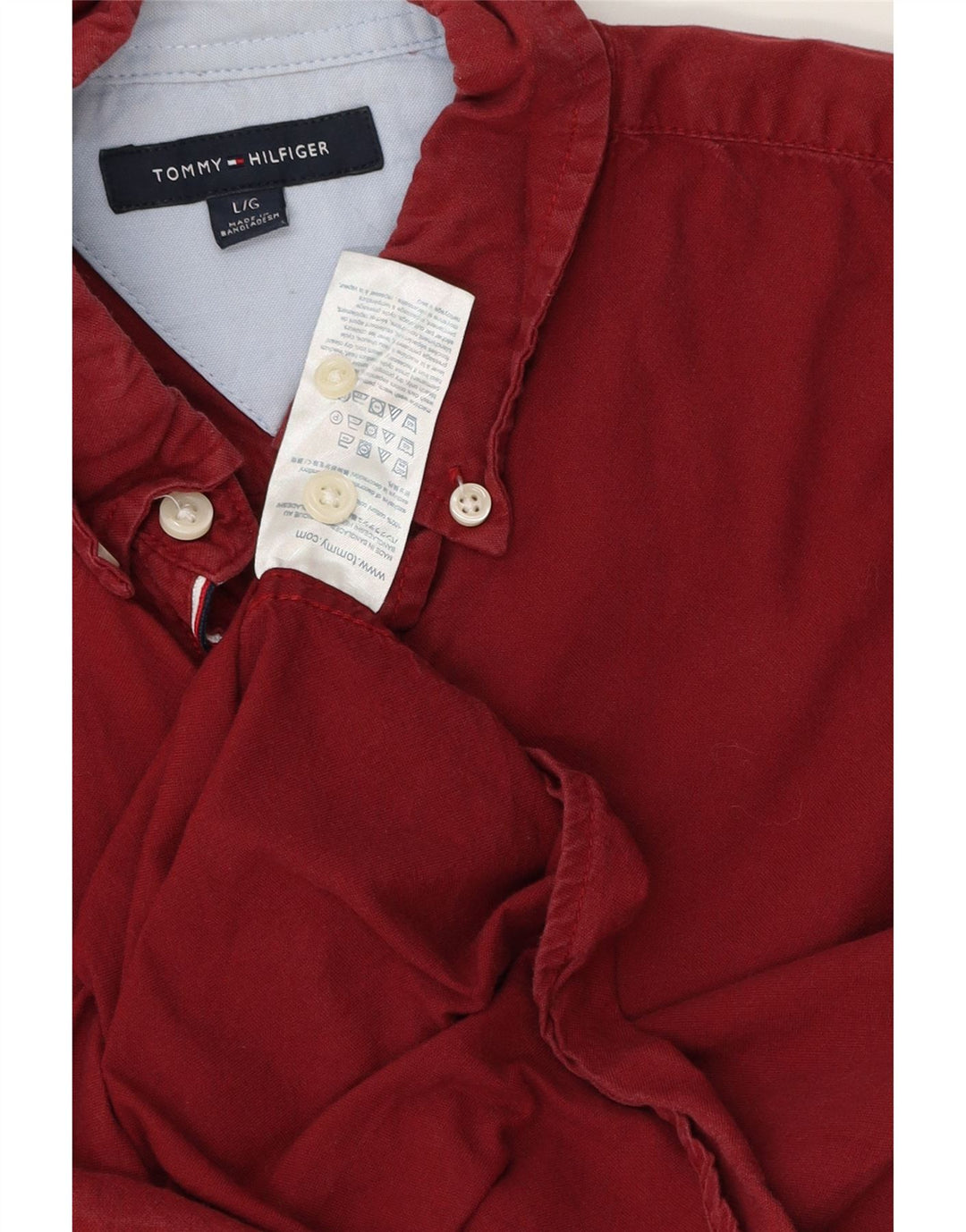 TOMMY HILFIGER Ανδρικό πουκάμισο μεγάλο βαμβακερό μπορντό