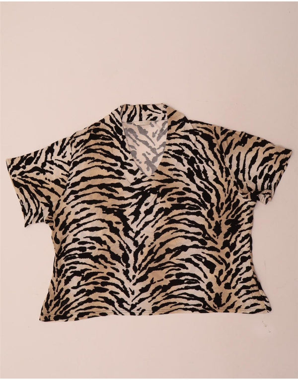 Marks & Spencer Γυναικείο T-Shirt Top UK 20 2XL Beige Animal Print Viscose