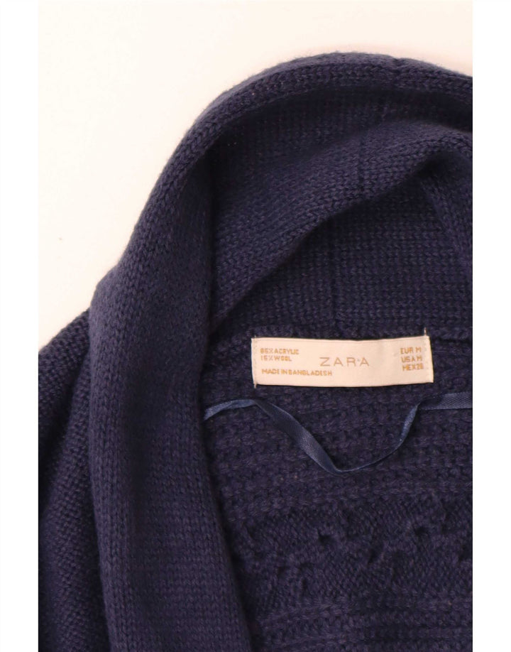 Zara Γυναικείο πουλόβερ με ζακέτα UK 12 Medium Navy Blue Ακρυλικό