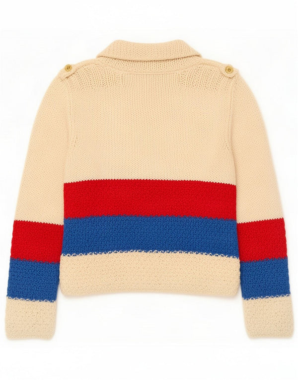 Vintage γυναικείο πουλόβερ με λαιμόκοψη Vintage UK 14 Medium Off White ριγέ