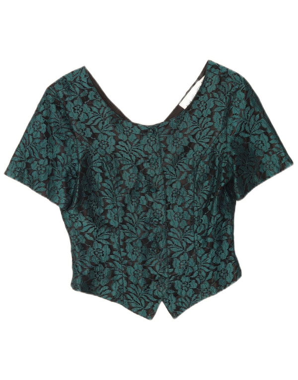 Together Womens Crop κοντομάνικο μπλούζα UK 10 Small Green Floral