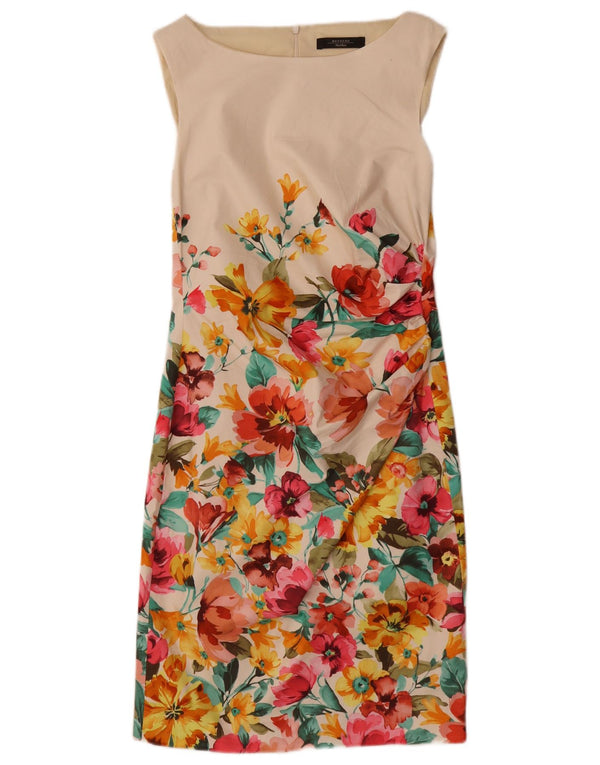 Max Mara γυναικείο αμάνικο φόρεμα UK 10 Small Off White Floral