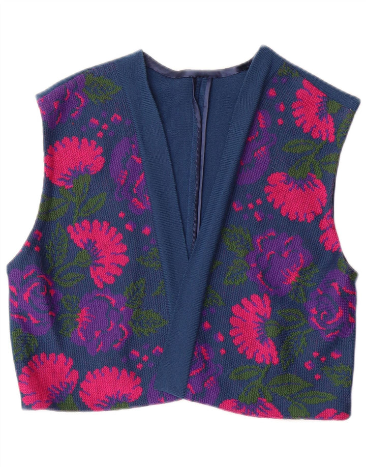 VINTAGE Γυναικείο Σετ 3 τεμαχίων IT 46 Μεγάλο W26 Μπλε Navy Floral Παρθένο μαλλί